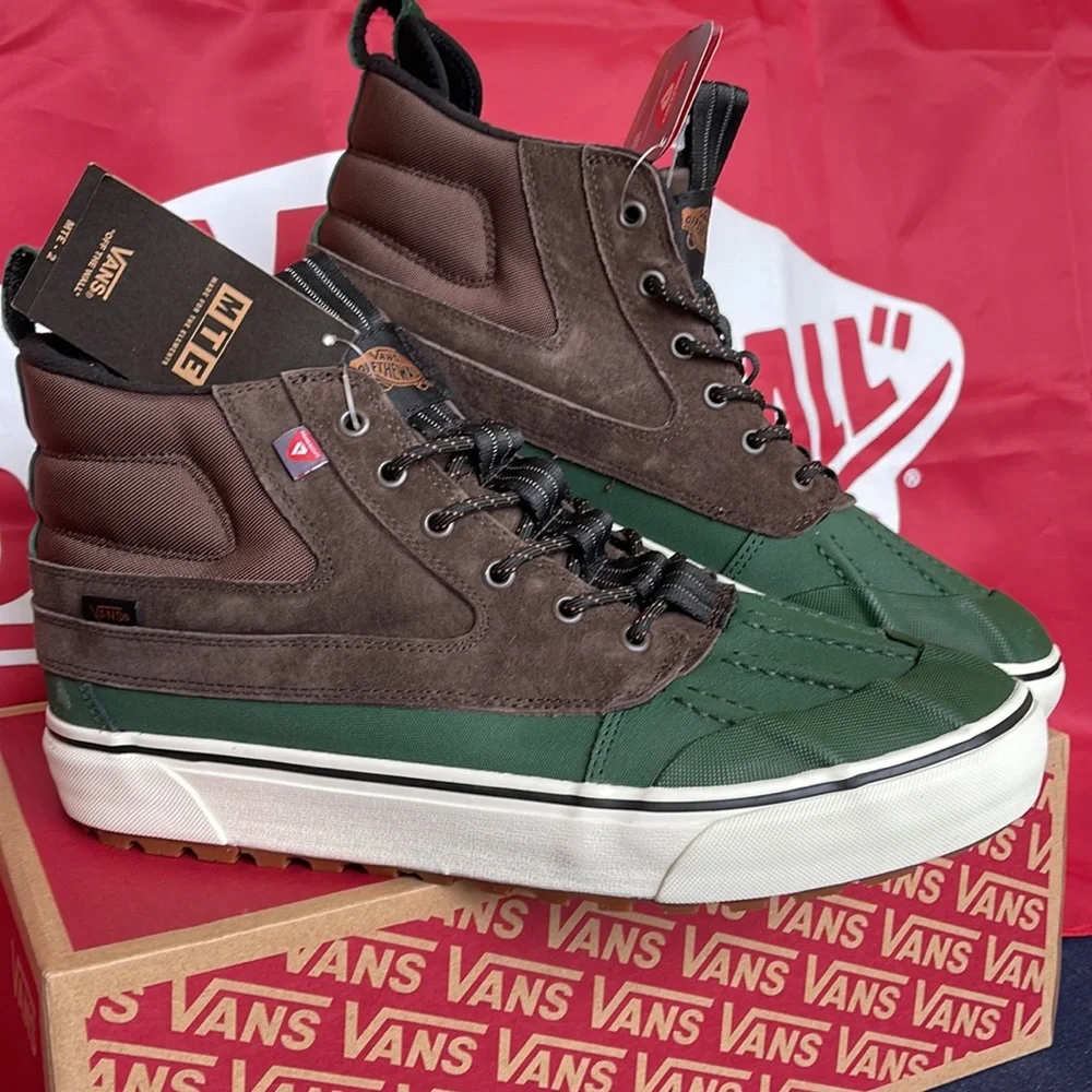 Vans Men’s Sk8-Hi Del Pat Brown/Green VNOA5JMNBGS boots MTE